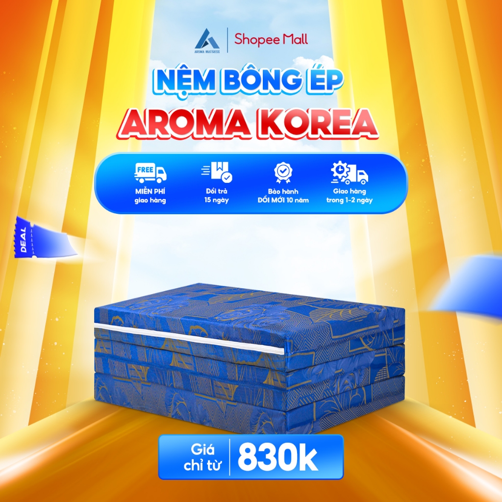 Ảnh Nệm Bông Ép Gấp 3 Aroma Korea - Nệm Mềm - Êm Ái - Bảo Hành 5 năm - Nhiều Màu Giao Ngẫu Nhiên 1
