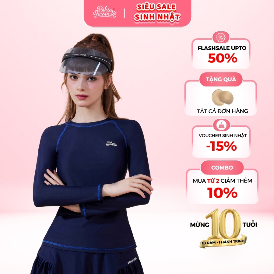Đánh Giá Áo Bơi Nữ Tay Dài BIKINI PASSPORT Xanh Navy BS1004_NV - Kín Đáo, Chống Nắng UPF 50+