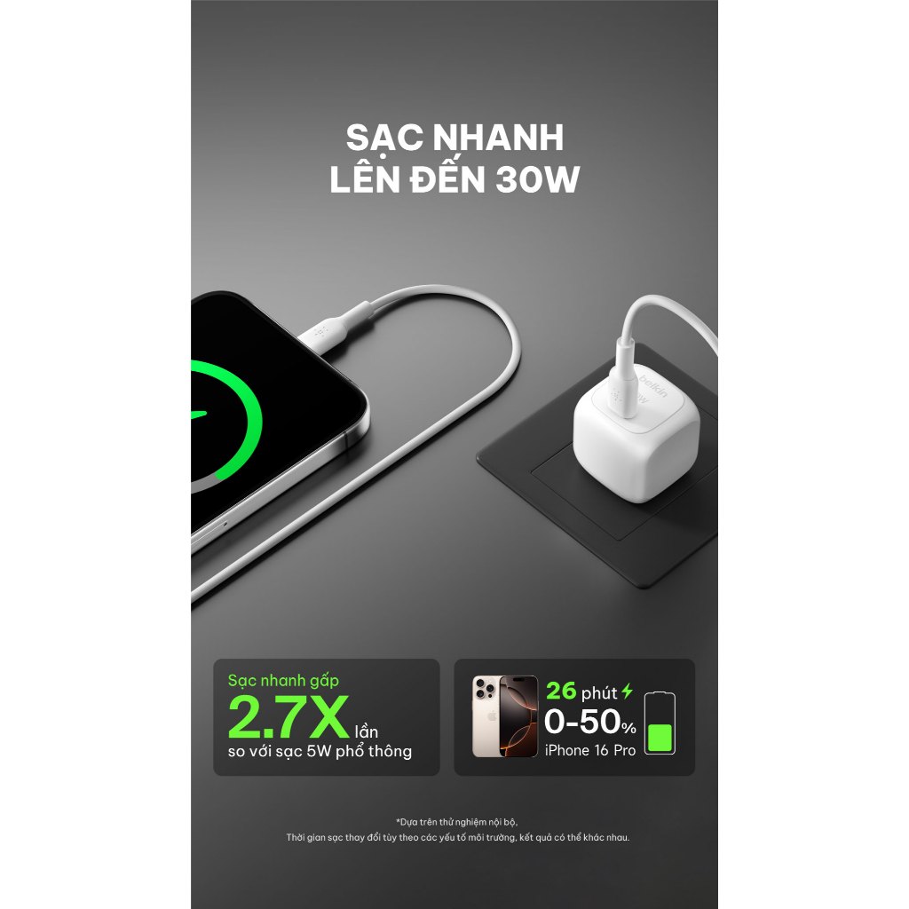 Ảnh Củ sạc nhanh 30W Belkin PD PPS Cubic Wall Charger | Sạc nhanh, Nhỏ Gọn, An toàn cao, Công nghệ mới 4