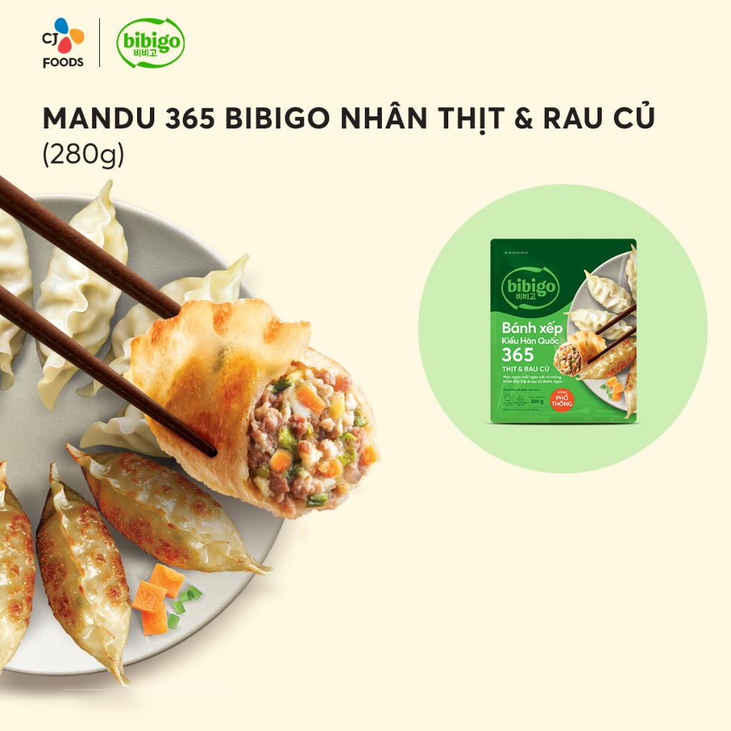 Ảnh Bánh xếp Mandu BiBiGo 365 Thịt & Rau củ (Gói: 250g) 1