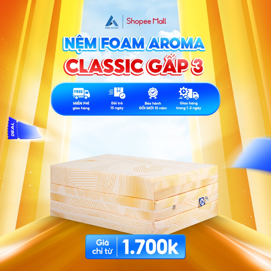 Ảnh Nệm Foam Aroma Classic Gấp 3, Nệm Gấp Gọn Thông Minh, Êm Ái, Bảo Hành 10 Năm. 1