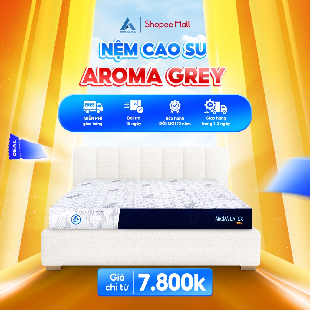 Ảnh Nệm Cao Su Hoạt Tính Aroma Grey, 100% Cao Su Thiên Nhiên, Kháng Khuẩn, Chống Nấm Mốc, Bảo Hành Xẹp Lún 10 Năm 1