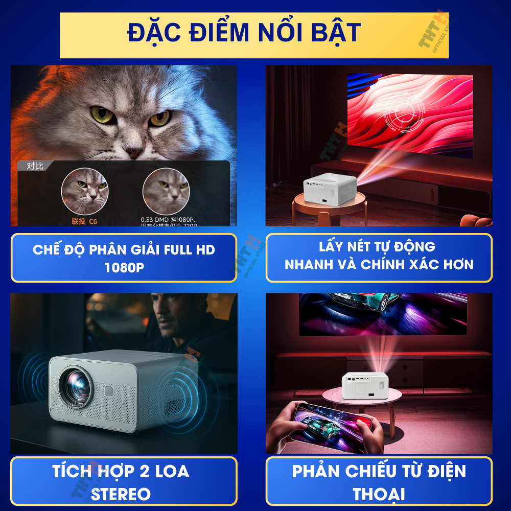 Máy Chiếu Z6flyV2 mini dùng xem phim , youtube , nexfilf , tặng usb 64gb khi mua máy chiếu , phản chiếu điện thoại