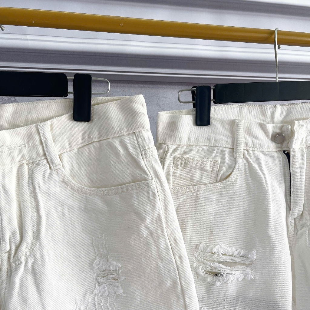 [Max 3380] Quần short jean cotton nam không co dãn basic trắng rách có lót, size lớn [Tnhung]