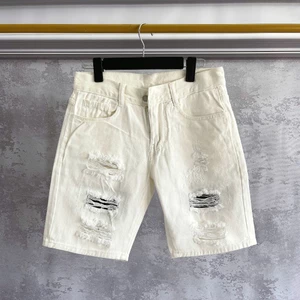 Quần short jean cotton nam không co dãn basic trắng rách có lót, size lớn [Tnhung]