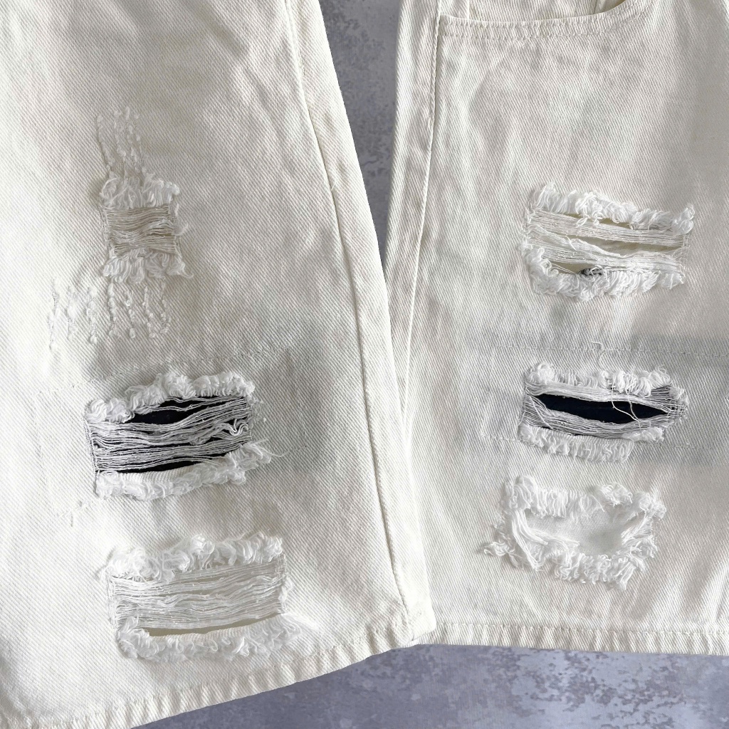 [Max 3380] Quần short jean cotton nam không co dãn basic trắng rách có lót, size lớn [Tnhung]