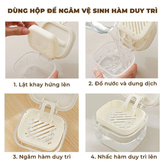 Hộp Đựng Hàm Duy Trì Khay Đựng Niềng Răng 2 Tầng Tự Động Nâng Khi Mở Nắp Kèm 3 Dụng Cụ Vệ Sinh Life Plus - KDNR02
