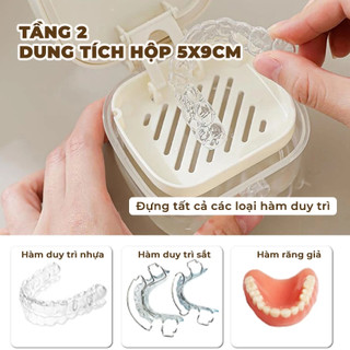 Hộp Đựng Hàm Duy Trì Khay Đựng Niềng Răng 2 Tầng Tự Động Nâng Khi Mở Nắp Kèm 3 Dụng Cụ Vệ Sinh Life Plus - KDNR02