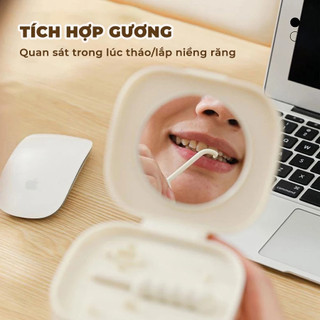 Hộp Đựng Hàm Duy Trì Khay Đựng Niềng Răng 2 Tầng Tự Động Nâng Khi Mở Nắp Kèm 3 Dụng Cụ Vệ Sinh Life Plus - KDNR02
