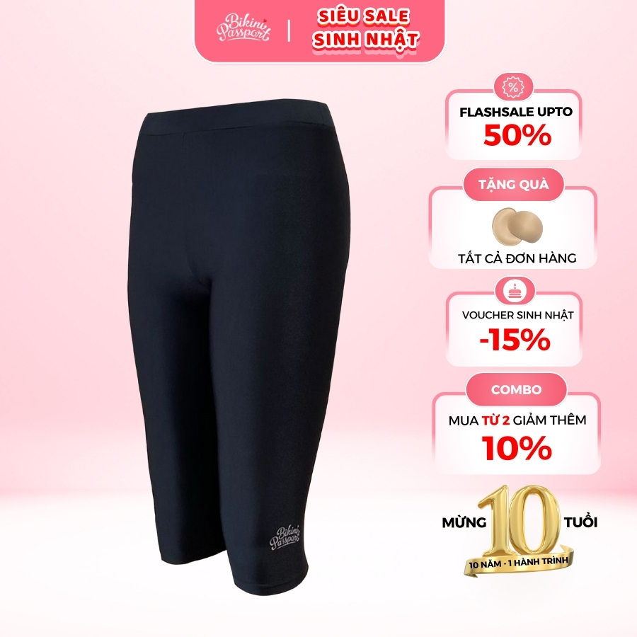 Ảnh Quần bơi Nữ BIKINI PASSPORT dáng lửng có logo - màu Đen - BS1014_BL 1