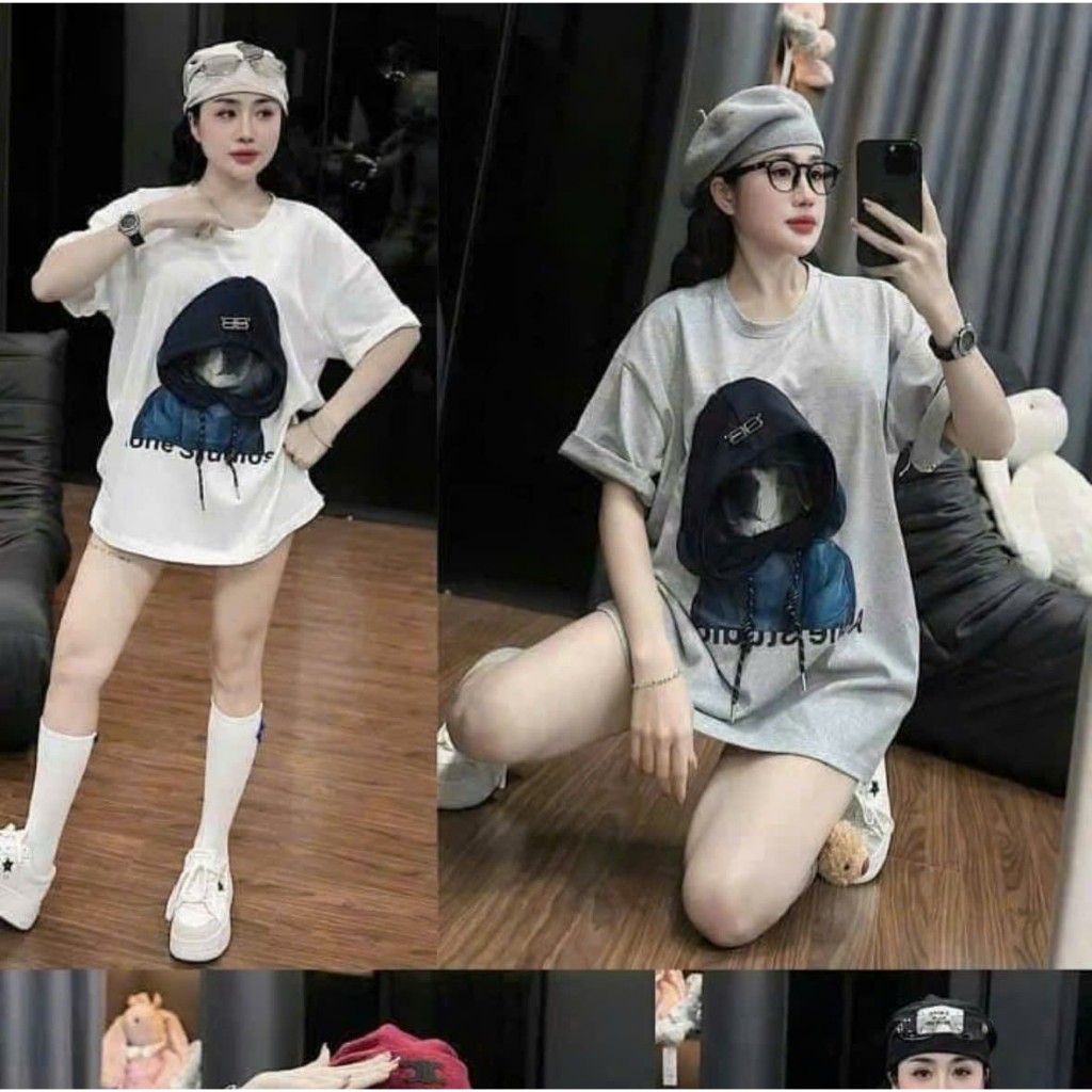 Áo thun nữ form rộng tay ngắn cổ tròn in hình thời trang, áo cộc tay nữ phong cách hàn quốc cá tính dễ mặc Hcom25183