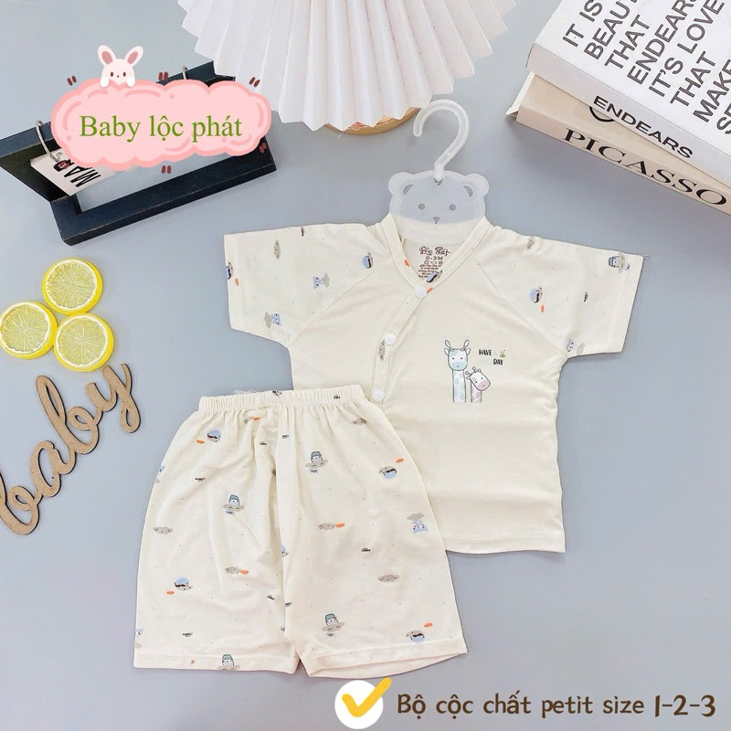 ( LPCT 17 Mềm Mát, Chất PETIT, Rẻ) Bộ Cộc Tay Thun Lạnh Sơ Sinh Cài Chéo Cho Bé Yêu Từ 0-9kg