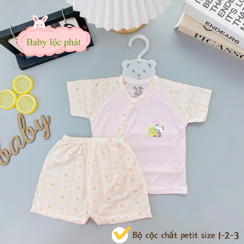 ( LPCT 17 Mềm Mát, Chất PETIT, Rẻ) Bộ Cộc Tay Thun Lạnh Sơ Sinh Cài Chéo Cho Bé Yêu Từ 0-9kg