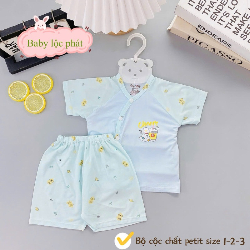 ( LPCT 17 Mềm Mát, Chất PETIT, Rẻ) Bộ Cộc Tay Thun Lạnh Sơ Sinh Cài Chéo Cho Bé Yêu Từ 0-9kg