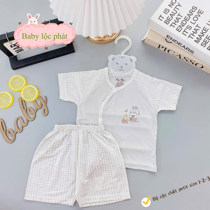 ( LPCT 17 Mềm Mát, Chất PETIT, Rẻ) Bộ Cộc Tay Thun Lạnh Sơ Sinh Cài Chéo Cho Bé Yêu Từ 0-9kg