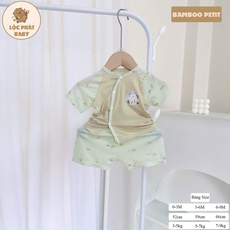 ( LPCT 17 Mềm Mát, Chất PETIT, Rẻ) Bộ Cộc Tay Thun Lạnh Sơ Sinh Cài Chéo Cho Bé Yêu Từ 0-9kg