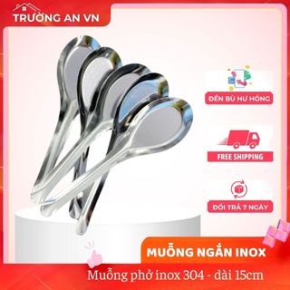 Combo 10c Thìa ăn cơm, muỗng phở inox 304 - dài 15cm - Trường An VN