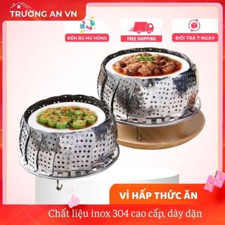 VỈ HẤP,ĐỒ XÔI INOX SIZE 24CM , 3 CHÂN LOẠI DÀY (có hộp) - Trường An VN