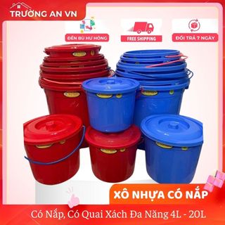 Xô Nhựa Có Nắp, Có Quai Xách Đa Năng 4L - 20L Nhựa PP Chính Phẩm Đại Triển  - Trường An VN