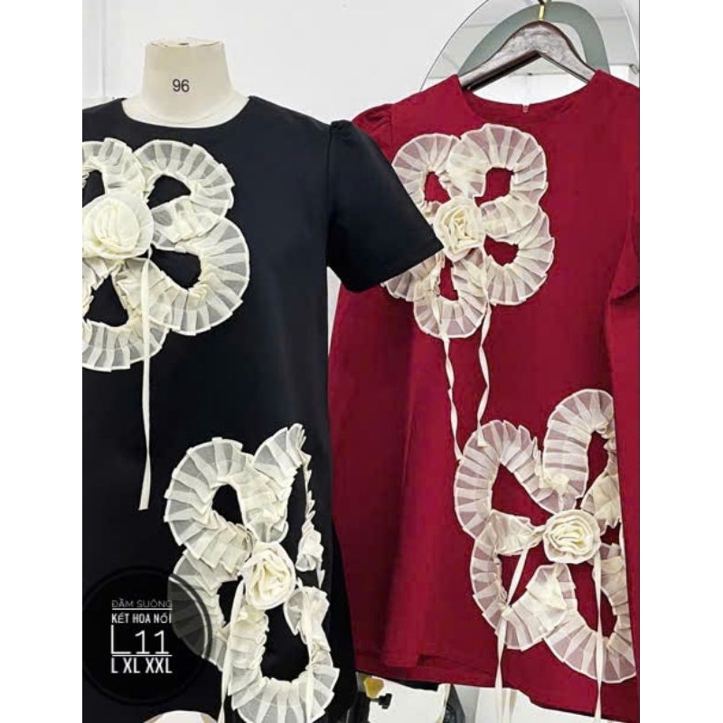 ĐẦM SUÔNG TAFTA KẾT HOA NỔI – SANG TRỌNG, NỮ TÍNH, CHUẨN TIỂU THƯMã sản phẩm: MS L11