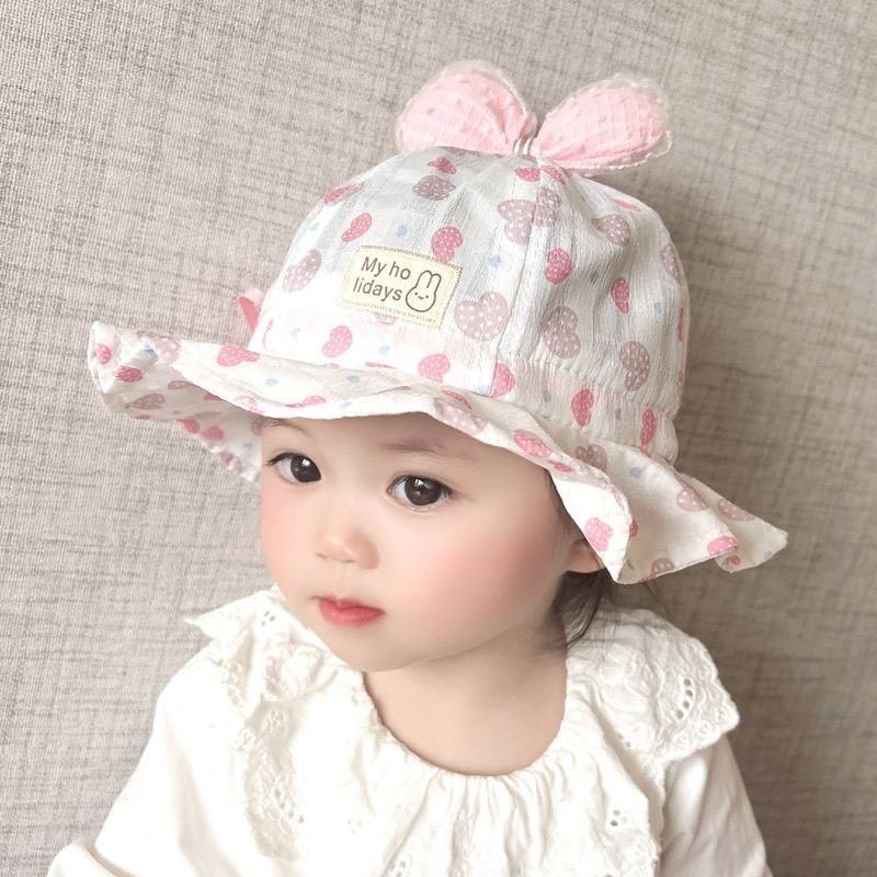 Mũ vành tai bèo chống nắng có nơ cho bé gái có nơ trên đỉnh đầu saubabi