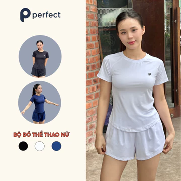 Set đồ thể thao nữ gym yoga aerobic PERFECT, bộ đồ tập nữ vải thoáng khí, co giãn, phù hợp đi chơi, tập thể thao
