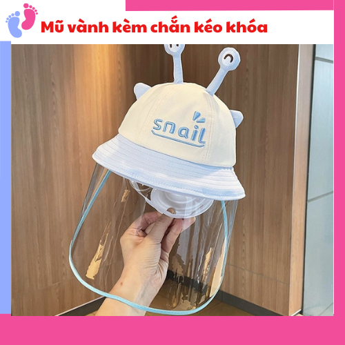 Mũ vành hình mắt ốc sên kèm chắn giọt kéo khoá cực chắc chắn cho bé trai bé gái 0-2 tuổi saubabi