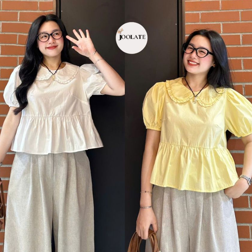 Áo Babydoll Cổ Sen Tay Phồng Joolate Style Ngọt Ngào Đi Học, Đi Chơi