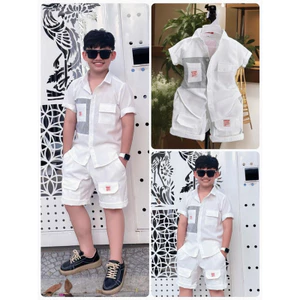 set sơmi trắng phối túi cho bé trai 10-52kg TONI KIDS