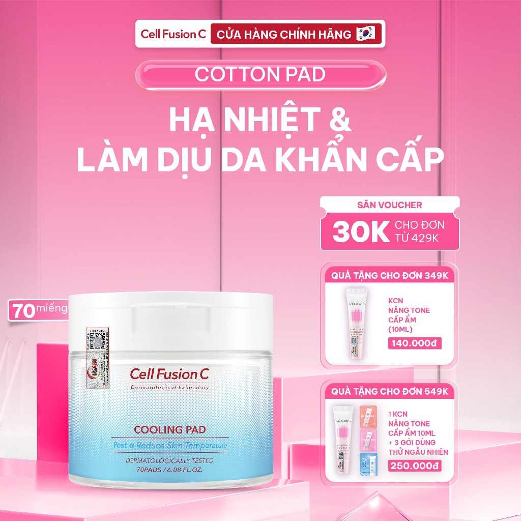 Ảnh Toner Pad Hạ Nhiệt & Làm Dịu Da Khẩn Cấp Cell Fusion C Cooling Pad 70 miếng 1