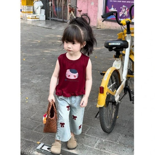 Set áo mèo hellokity mix quần bò nơ phong cách hàn quốc cho bé gái