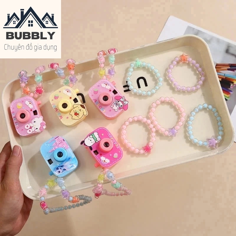 Đồ Chơi Máy Ảnh Chiếu Hình Kuromi, Melody, Cún Trắng Cho Bé Kèm Vòng Cổ , Đồ Chơi Quà Tặng Máy Chiếu
