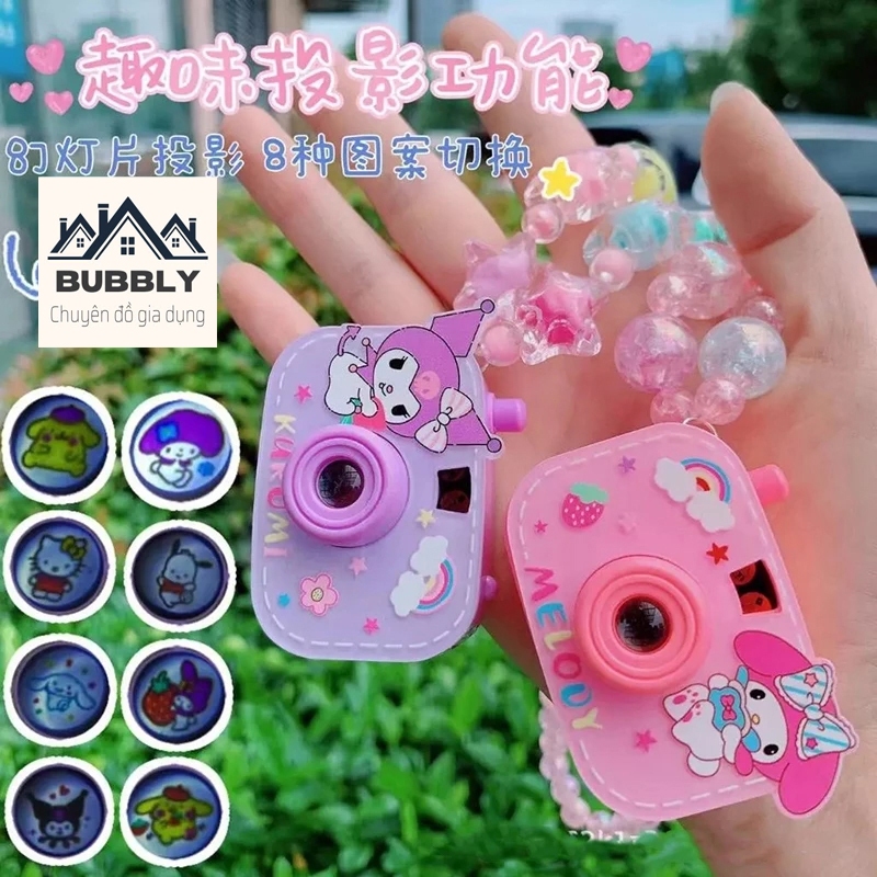 Đồ Chơi Máy Ảnh Chiếu Hình Kuromi, Melody, Cún Trắng Cho Bé Kèm Vòng Cổ , Đồ Chơi Quà Tặng Máy Chiếu