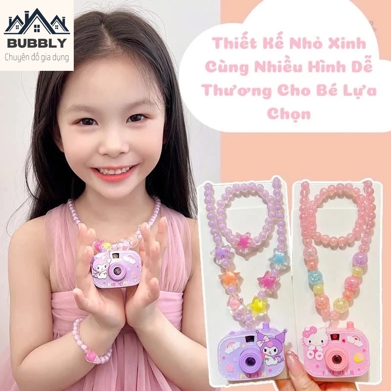 Đồ Chơi Máy Ảnh Chiếu Hình Kuromi, Melody, Cún Trắng Cho Bé Kèm Vòng Cổ , Đồ Chơi Quà Tặng Máy Chiếu