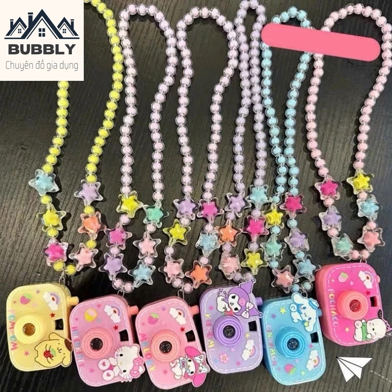 Đồ Chơi Máy Ảnh Chiếu Hình Kuromi, Melody, Cún Trắng Cho Bé Kèm Vòng Cổ , Đồ Chơi Quà Tặng Máy Chiếu