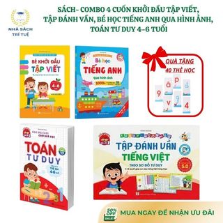 Sách - Combo Tập Đánh Vần 5.0, Toán Tư Duy 4-6 Tuổi, Khởi Đầu Tập Viết, Bé Học Tiếng Anh Qua Hình Ảnh -Tặng 40 Thẻ Học