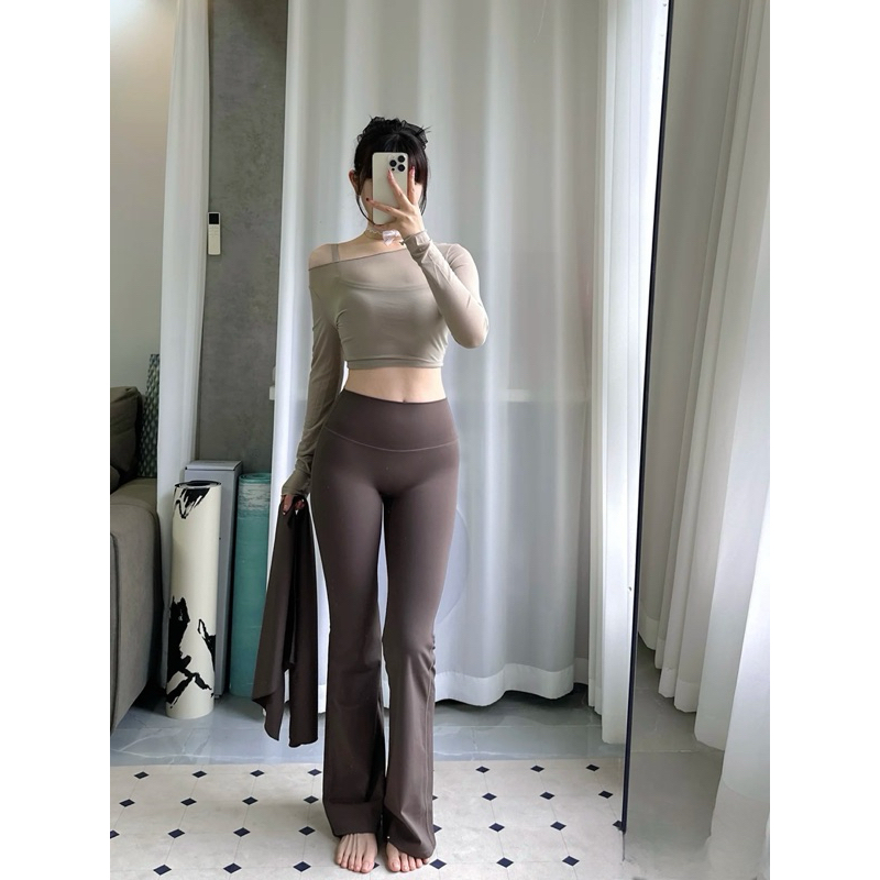 Quần thể thao ống loe kèm quây Fither tập yoga, pilates thoáng khí, kiểu dáng thanh lịch