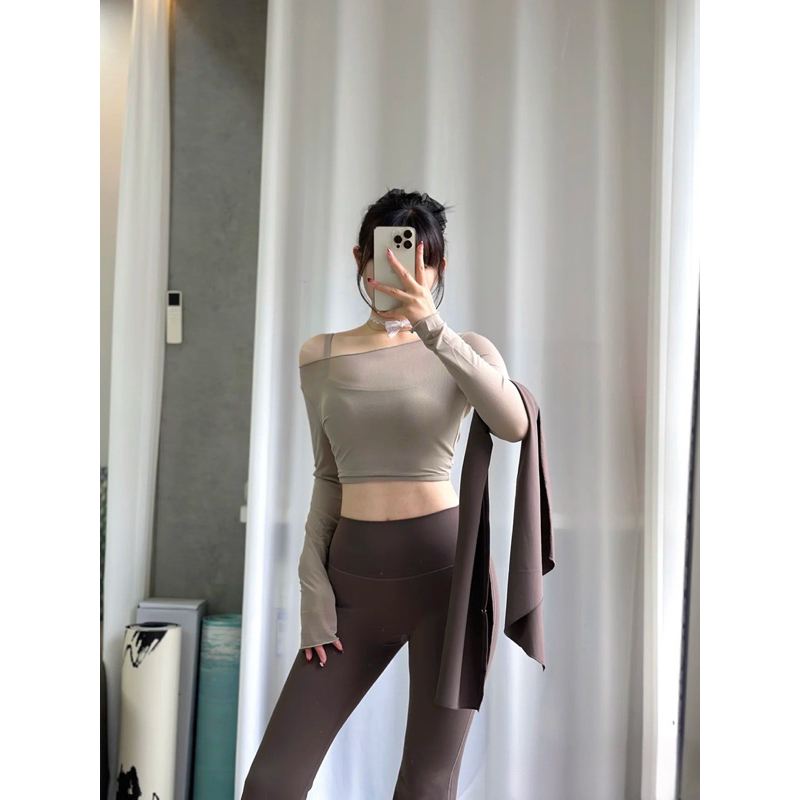 Quần thể thao ống loe kèm quây Fither tập yoga, pilates thoáng khí, kiểu dáng thanh lịch