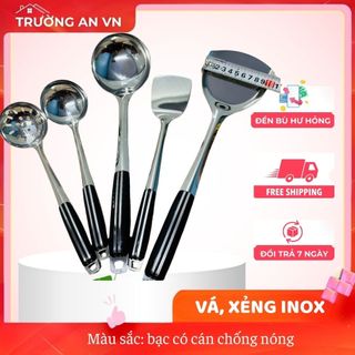 Xẻng lật chiên xào đồ ăn loại lớn - Vá múc thức ăn inox tiện lợi - Sạn, vá ngựa  - Trường An VN
