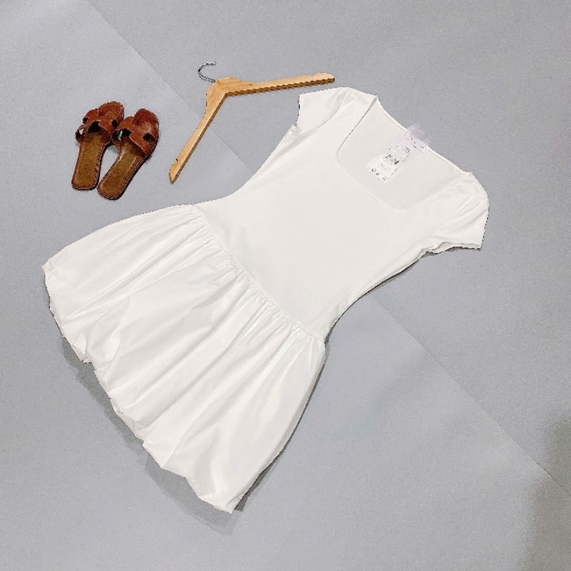 (Sale.BomoHouse) Đầm đi tiệc cổ vuông , chân váy bí phồng MNG* bigsize - dư xịn.
