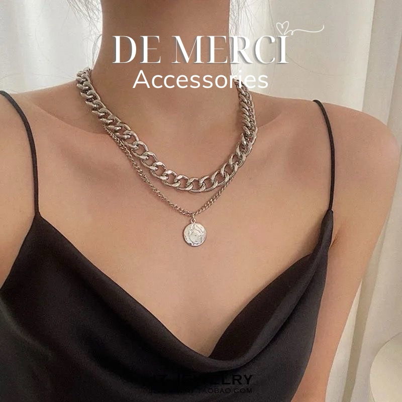 Set 2 dây chuyền nữ kiểu dáng hip hop phong cách cổ điển - De Merci Accessories