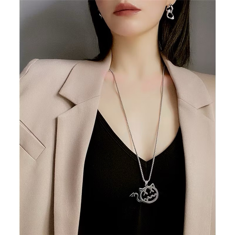 Dây chuyền nam nữ hàn quốc cá tính mặt hình mèo hip hop  - De Merci Accessories