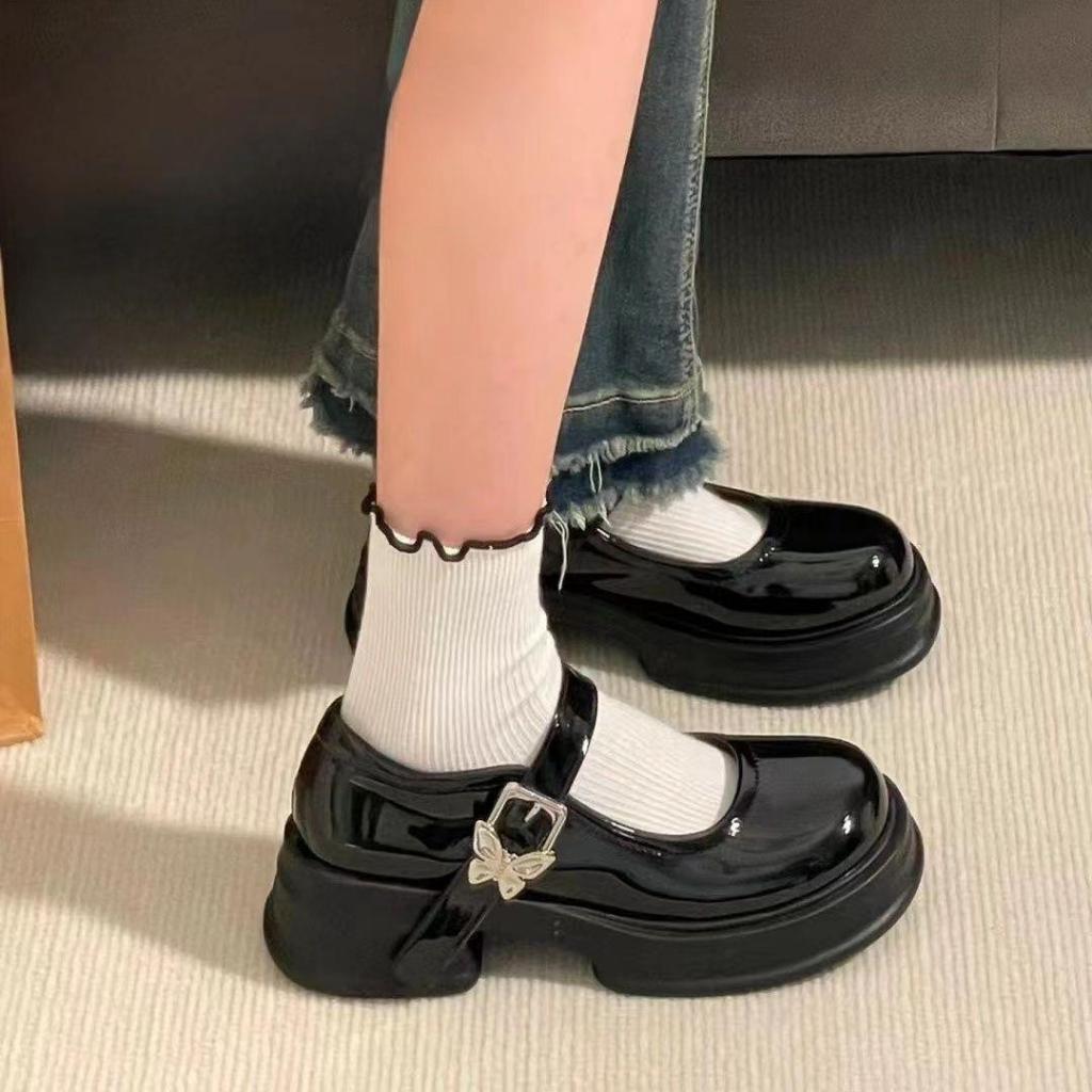 🔥Còn hàng🔥Giày búp bê nữ đế cao 5p,Giày babydoll 5cm Giày công chúa Đế dày, trắng và đen(35-40)