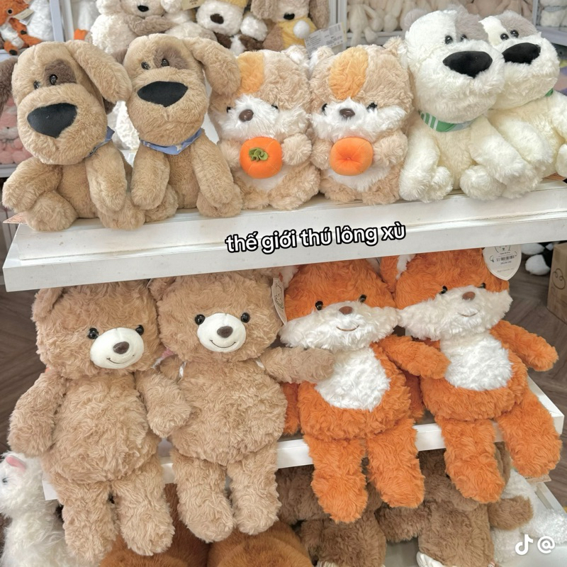 Gấu Thú Bông Puppy Cún Chó Mũi To Tai Dài Mắt Đốm Nâu Trắng Lông Ngắn Siêu Mềm Mịn Siêu Dễ Thương