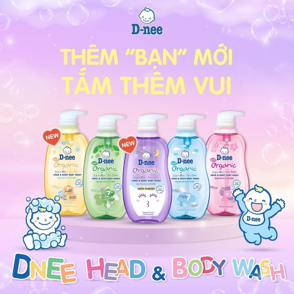Sữa tắm gội toàn thân hữu cơ cho bé Dnee organic 380ml nhiều màu ...