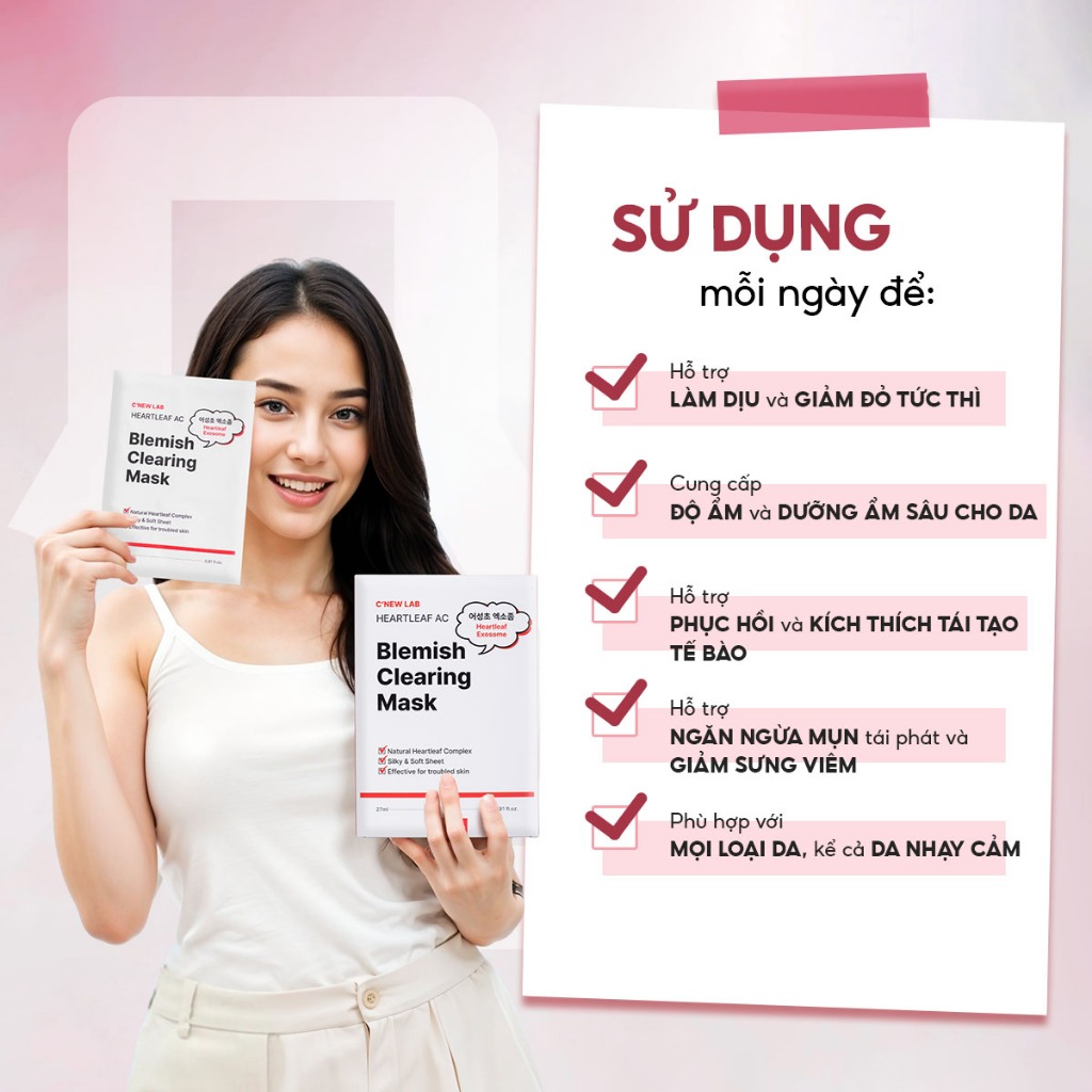 Mặt nạ diếp cá cho da dầu mụn C'NEW LAB hỗ trợ kiểm soát dầu, giảm sưng viêm (Hộp 5 miếng)