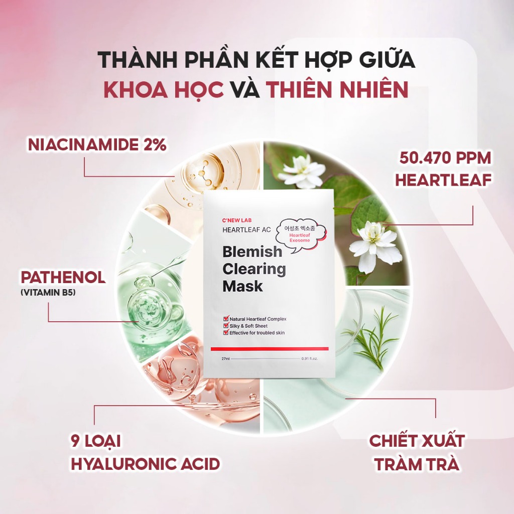 Mặt nạ diếp cá cho da dầu mụn C'NEW LAB hỗ trợ kiểm soát dầu, giảm sưng viêm (Hộp 5 miếng)