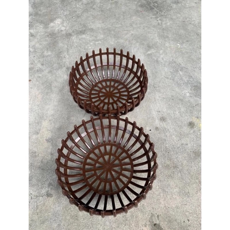 Chậu nhựa giả gỗ trồng lan hình quả bí màu nâu,cam đủ size, hàng dày nan, hàng đẹp và sẵn kho