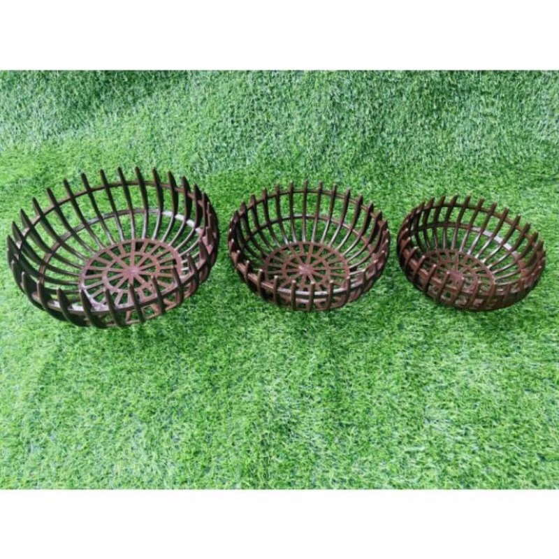 Chậu nhựa giả gỗ trồng lan hình quả bí màu nâu,cam đủ size, hàng dày nan, hàng đẹp và sẵn kho