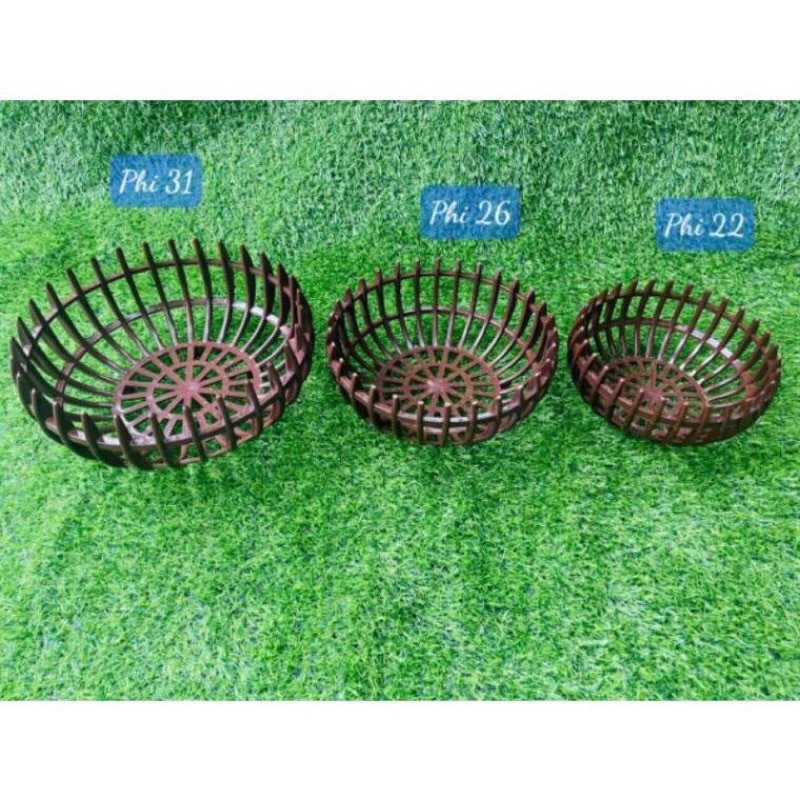 Chậu nhựa giả gỗ trồng lan hình quả bí màu nâu,cam đủ size, hàng dày nan, hàng đẹp và sẵn kho